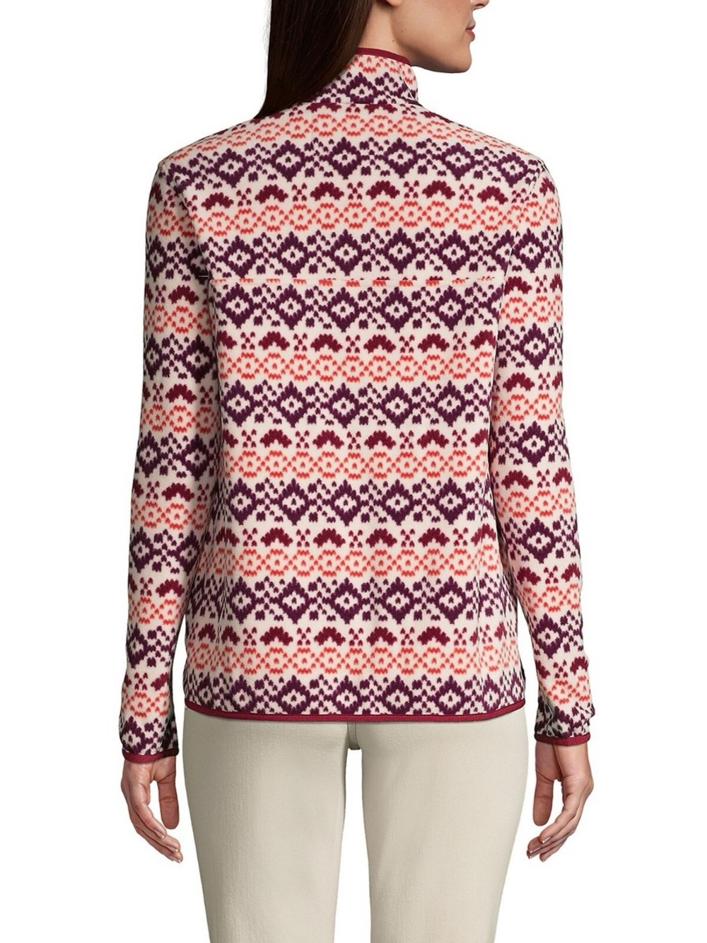Lands’ End Heritage Snap Neck Fleece Pullover Fair Isle Print 3X 24W/26W - Picture 3 of 14